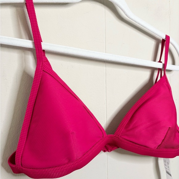 J Crew pink ribbed triangle bikini top size L new - Picture 4 of 8